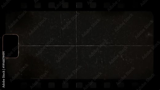 Vintage 8mm film frame texture with authentic damage and grain. Retro cinematic effect with animated dust and scratches for creative video compositing and overlays