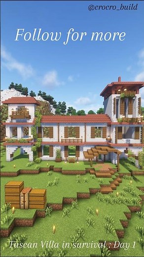 Day 1 | New Project : Tuscan Villa in Minecraft Survival 🌿🇮🇹 #minecraft #minecraftbuilding #tutorial
