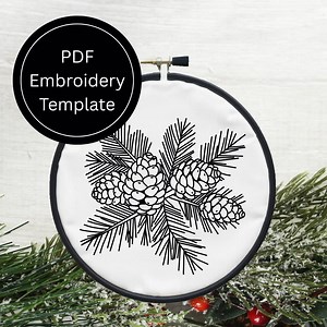 Pinecones Hand Embroidery Template PDF - DIY Christmas Design for Hand Stitching - Instant Download - Etsy