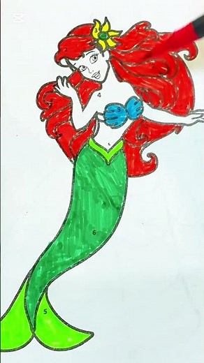 Easy Ariel Drawing and Coloring | Little Mermaid Princess
