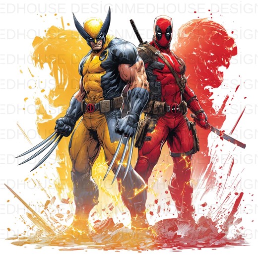 8 PNG Wolverine and Deadpool Lwatercolor : Splash Art, High-resolution (digital Download) - Etsy