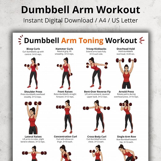Dumbbell Arm Exercises Chart for Women, Upper Body Workout Printable, Arm Exercise Poster, Dumbbell Exercise Wall Art, Home Workout Digital - Etsy