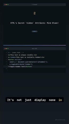 HTML's Secret `hidden` Attribute: Mind Blown! #Shorts