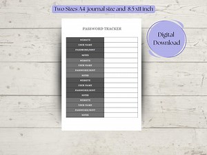 Password Tracker Password Log Password Organizer Password Keeper Printable Password -A5 Password Journal - Etsy Australia