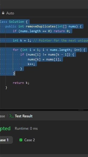 Remove duplicate from sorted array #leetcode #coding #duplicate #dsa