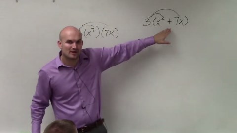 Learn how to simplify an expression by using distributive property, 3(x^2 + 7x)