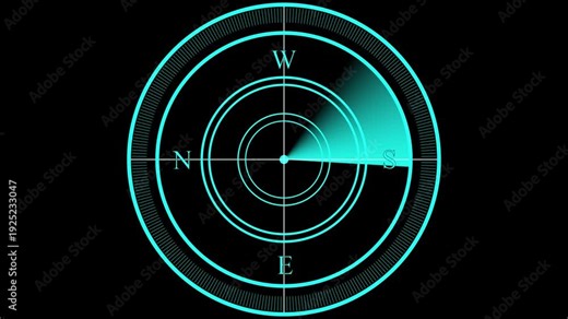 4k blue color radar technology animation icon round rotation radar screen search scan circle animated sign symbol blcak
