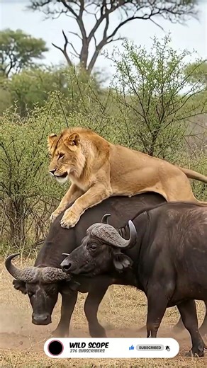 Lioness vs Buffalo |Savanna Battle 🐃🦁⚡ #Lioness #Buffalo #Wildlife #Safari #Africa #Predator #Shorts