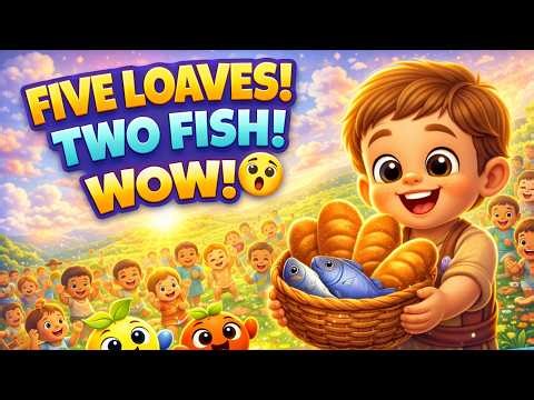 Five Loaves, Two Fish 🐟🍞 | Jesus Feeds the 5,000 🎵 Kids Bible Song 🌈