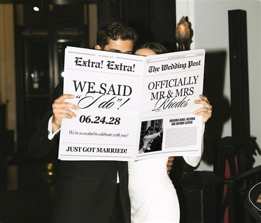 Newspaper Elopement Announcement Template, Printable Intimate Wedding Announcement, We Eloped, Editable Canva Template - Etsy