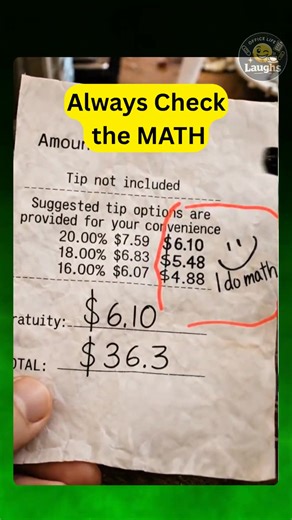 💵 CHECK THE MATH 💵 Holiday dinners, office parties, and nights out add up—and so do tips. Many receipts now print “suggested” percentages (15%, 18%, 20%) for convenience. But here’s the issue: in some cases, the dollar amounts don’t match the percentage. The label looks right, but the math is inflated. In one case, a “20%” tip was noticeably higher than it should have been. After checking, it worked out closer to a much higher percentage. In another, a diner corrected the amounts on the receip