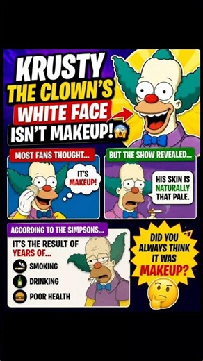 Krusty_s white face has a surprisingly dark explanation... 😳🤡 #shorts