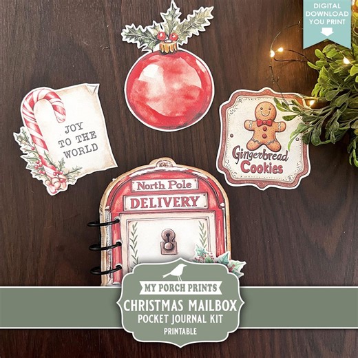 Christmas Mailbox Pocket Junk Journal Kit, Happy Mail, Photo Album, No-sew, Letters, Gift Idea My Porch Prints Digital Download Printable - Etsy Ireland