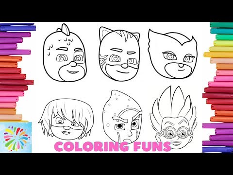 Coloring All PJ Masks Faces | PJ Masks Characters Coloring Pages | Coloring Funs