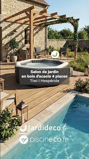 Spa octogonal Intex, pergola bois et salon de jardin Hespéride | Piscineco.fr / Jardideco.fr