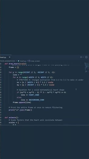 Coding a Live Pulsing Heart in Python (ASCII Art) 💻❤️ #shorts