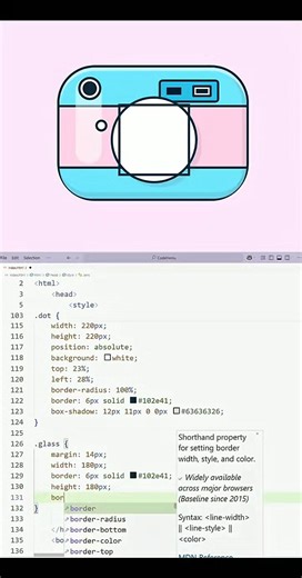 Turning a simple div into a realistic camera with pure CSS! Hover to see the magic! #cssanimation #html #css | Code Hemu