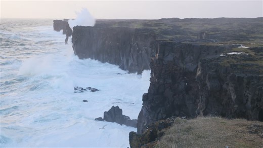 Waves Crashing On Basalt Cliffs By The Arnarstapi In Snaefellsnes Peninsula, Iceland | Premium Stock Video Footage