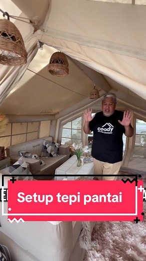 Setup Khemah Camping Santai di Tepi Pantai