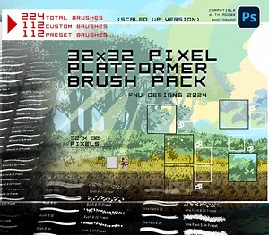 Pixel Art Platformer Brush Pack for Photoshop (ideal for Character Size of 32x32 Pixels) - Etsy