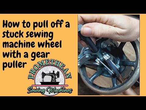 How to pull off a stuck sewing machine balance wheel with a cheap gear puller