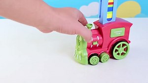 Doloowee Domino Train Toys - 217PCS Automatic Fun Toys with Alphabet & Number Stickers, Steam, Lights, Music, Creative Domino Game for Kids Age 3-6+