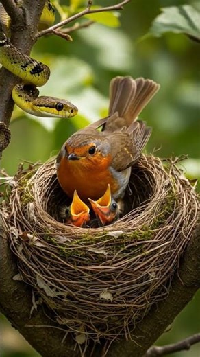 😱 Angry Snake Attacks Cute Birds | Real Wild Moments in 4K