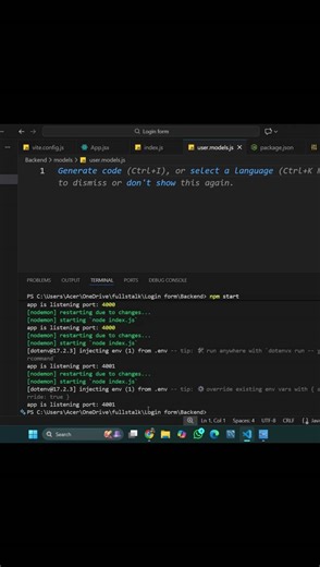Mr Gen-Z on Instagram: "Connect mongoDB Database instantly 😂 #MongoDB #Mongoose #NodeJS #BackendDevelopment #WebDevelopment #CodingTutorial #JavaScript #Database #MERNStack #APIDevelopment #Programming In this video, I'll walk you through the complete process of installing Mongoose and connecting your Node.js backend to a MongoDB database. Whether you're building an API, a full-stack app, or just getting started with databases, this setup is essential for any modern backend. 🔹 What You’ll Lear