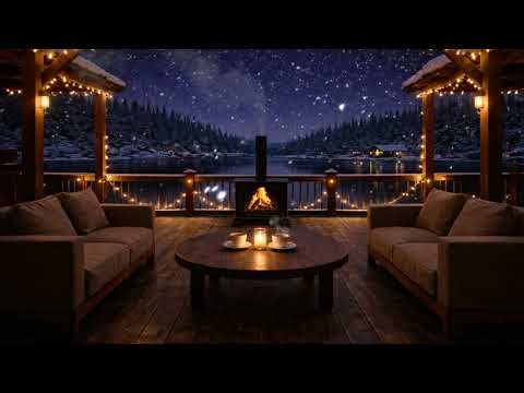 Silent Winter Terrace 🌙 Calm Night by the Frozen Lake (Deep Focus Ambience)