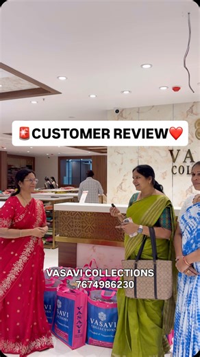 Vasavi Collections on Instagram: "✨ Happy Customer Review – Thank You for Your Love & Trust 💛 💠 Wholesale & Retail Available 📦 Free Delivery Across India 📞 Call/WhatsApp to Order: 7674986230 📍 Karkhana, Secunderabad (Full location in bio) Real customer review showcasing our premium saree collection—trusted quality, elegant designs, rich fabrics, perfect finishing, and beautiful drape. Your love and support inspire us to bring the best sarees for weddings, festive wear, bridal shopping, offi