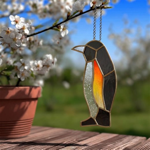 Beginner Stained Glass Suncatcher Patterns PDF – Penguin Template PNG-JPEG - Etsy UK