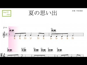 夏の思い出（童謡・唱歌）key=C/Am ／ドレミで歌う楽譜【コード付き】