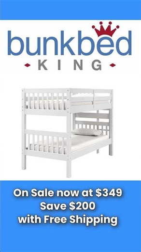 Bedz King Twin over Twin Bunk Beds with Ladder, White - #bunkbeds #bunkbedking