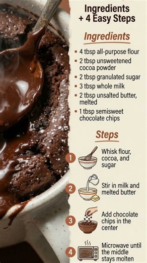 1 minute molten chocolate Lava mug cake recipe 🤤# Lavacake# chococake#moltencake