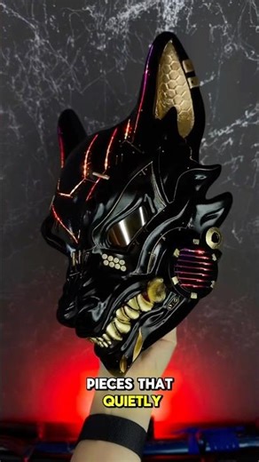 Cyberpunk Kitsune mask Black&Gold leaf 🖤 #cyberpunk #cyberpunkart #kitsune #wolfmask #ledmask
