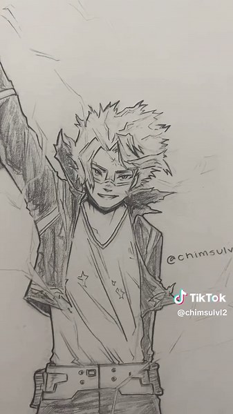 Dibujo de Denki Kaminari en Fanart de My Hero Academia