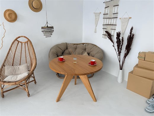 Round Wooden Dining Table – Solid Wood Kitchen Table – Modern Scandinavian Round Table – Handmade Home Furniture - Etsy