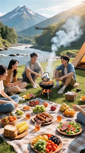 Barbeque & Picnic by the River 🏞️🔥 | Perfect Day with Friends #barbeque #picnicday #naturelovers