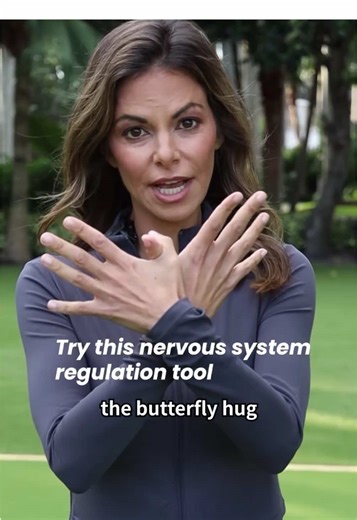 Try this nervous system regulation tool called the butterfly hug 🦋 👐Cross your hands and hug your thumbs like this. 🦋Let the little butterfly land on your collarbones and gently flutter with your fingertips. You can also tap, alternating sides You can stay still or gently sway. Some people find swaying even more calming This simple tool sends signals to your brain that you’re safe and supported Did you try it with me? How did it make you feel? #nervoussystemregulation #doctor #fyp