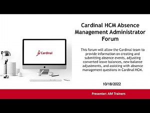 Cardinal HCM Absence Management Administrator Forum