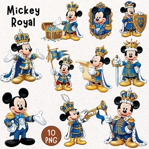 Mickey Mouse Royal Clipart, 10 PNG Royal Mickey, Royal Birthday Clipart, Mickey Mouse Birthday, Watercolor Mickey Royal, Mickey Crwon PNG - Etsy