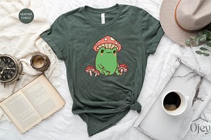 Frog Shirts, Funny Frog Shirt, Mushroom Frog Shirt, Cute Frog Shirt, Mushroom Shirts, Frog Gift Shirt, Frog Lover Shirt, Mushroom Tees - Etsy