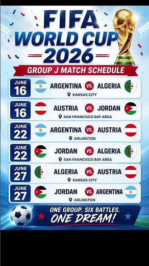 FIFA World Cup 2026 | Group J | Final Schedule 🏆⚽#fifa #foryou #shortfeed #sports