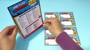 What is Your Superhero Name Game, Game Sign and 30 Cards, Superhero Birthday Party Sign for Boys, Holiday Activity, Kids Superhero Activity Cards, Superhero Activity Decoration Supplies