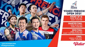 Link Live Streaming French Open 2021 Jumat 29 Oktober: Shesar Hiren Rhustavito vs Kento Momota Tanding di Vidio 19.00 WIB
