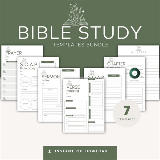 Printable Bible Study Templates | SOAP Method, Sermon Notes (PDF Download) - Etsy