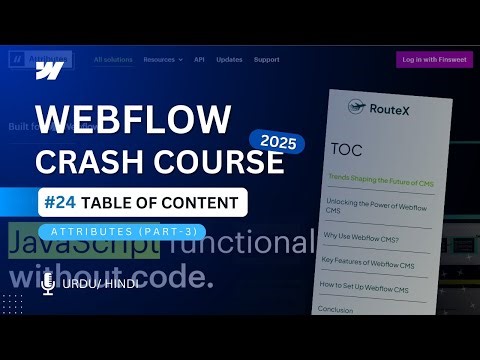 Table of Content (TOC) in Webflow | Finsweet TOC | Webflow Crash Course - Tutorial #24