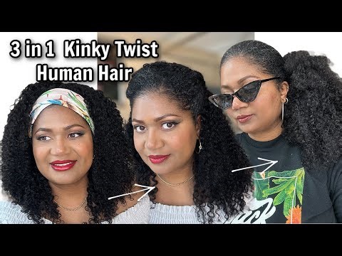 3 in 1 half wig Install: Twist Kinky Curly Human hair $99 | No Lace, No Glue! ft QVR