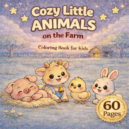 Farm Animals Coloring Book for Preschool Kids | Big Bold Easy Pages (digital Download) - Etsy