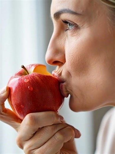 Eating into a fresh red apple | ASMR